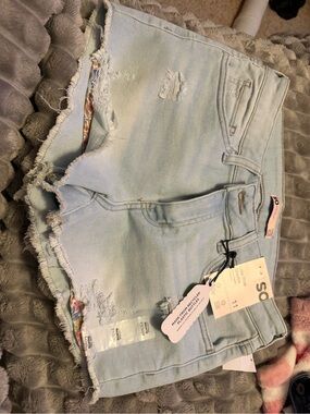 Kohl's Light Blue Distressed Denim Jean Shorts